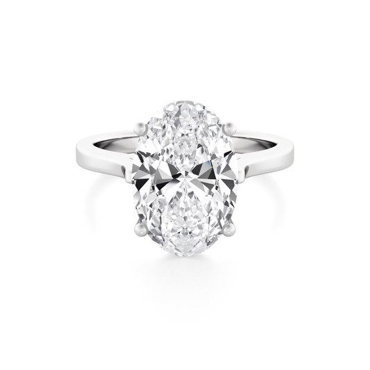 Solitaire Oval Diamond Engagement ring - 3.00 Ct Hidden Halo