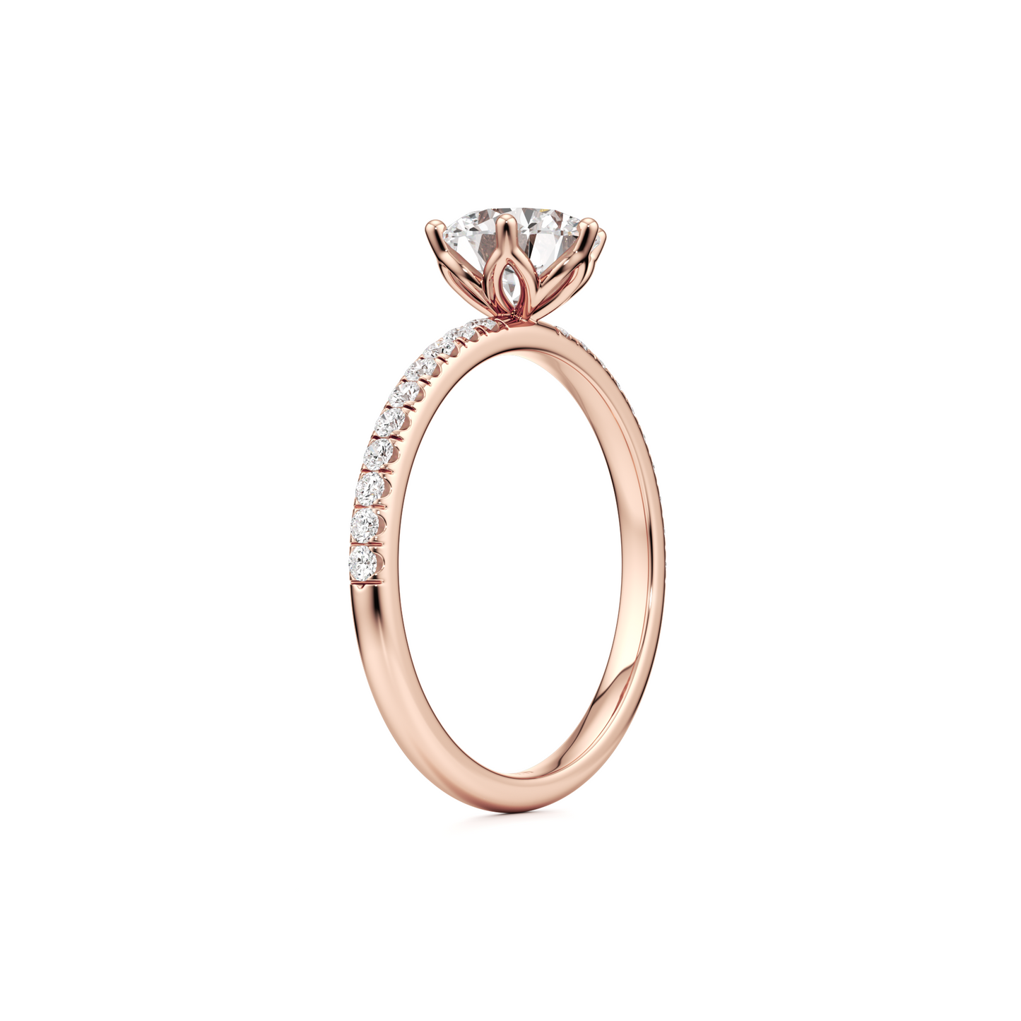 Lotus Pave Engagement ring - 1.20 Ct