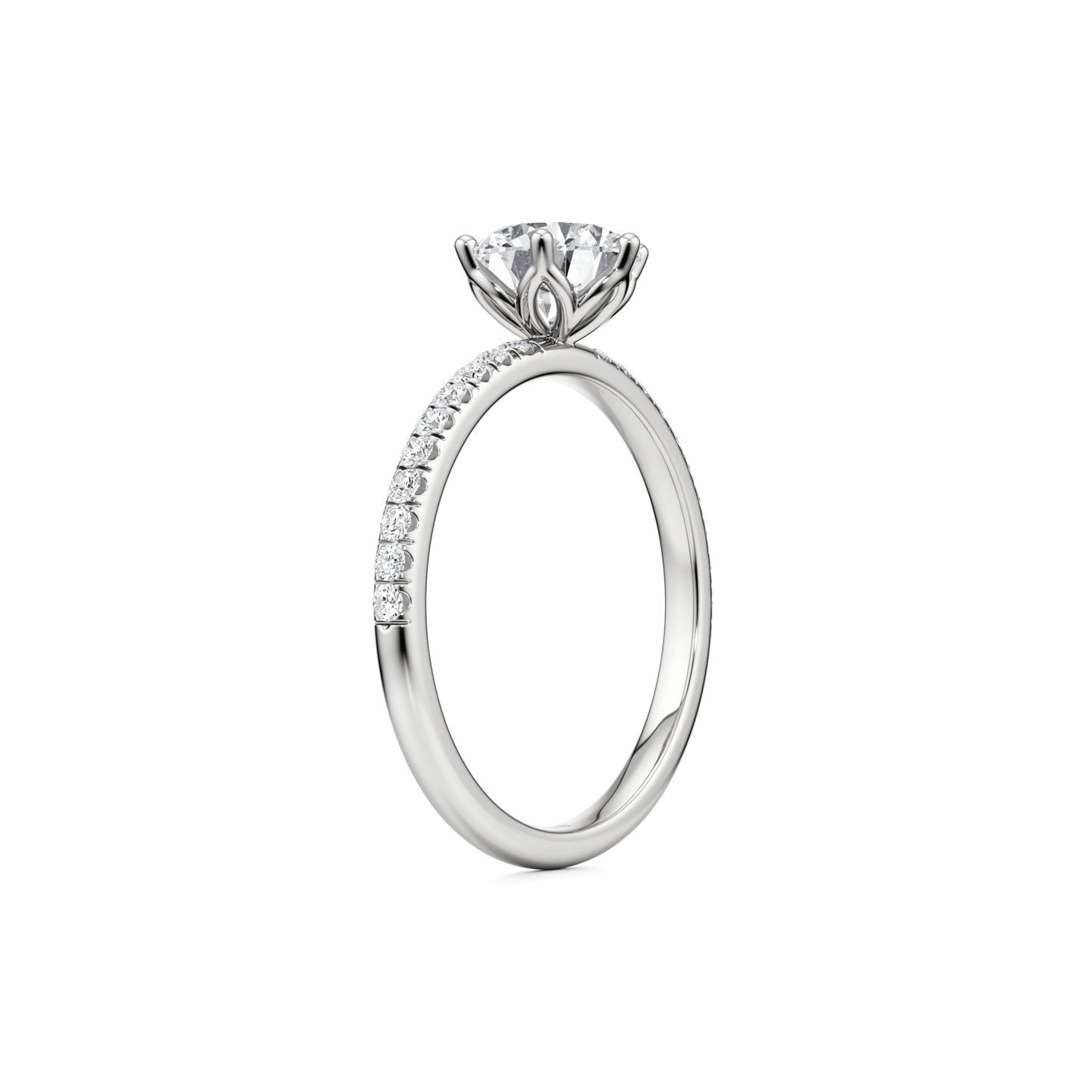 Lotus Pave Engagement ring - 1.20 Ct