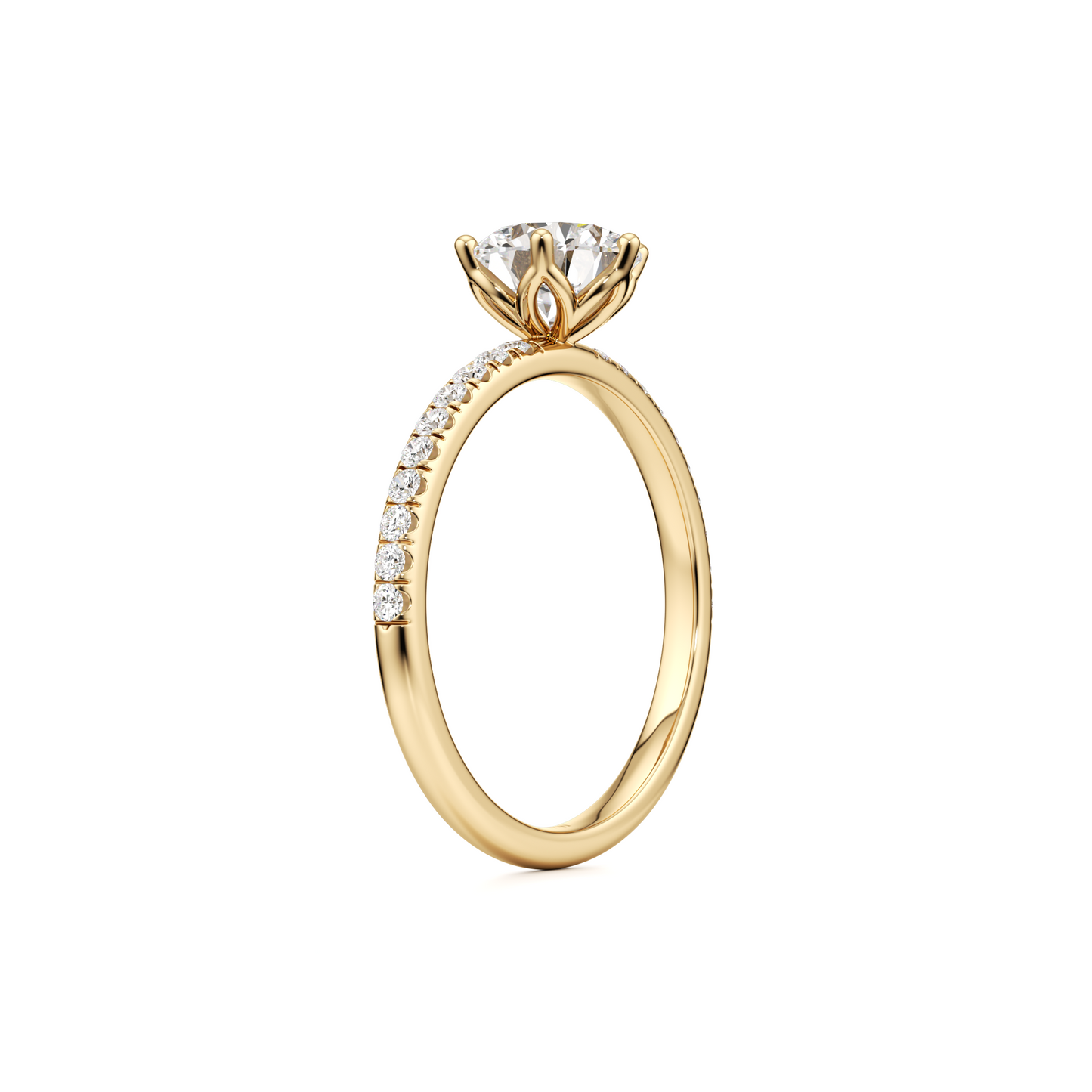 Lotus Pave Engagement ring - 1.20 Ct