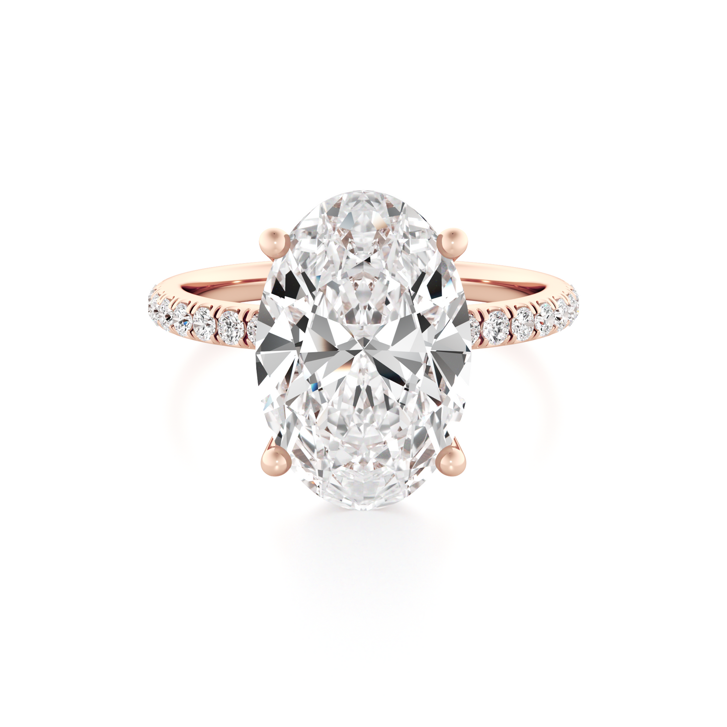 Pave Engagement Ring - 3.00 Ct Oval