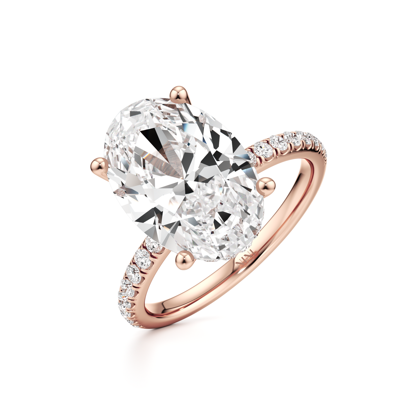 Pave Engagement Ring - 3.00 Ct Oval