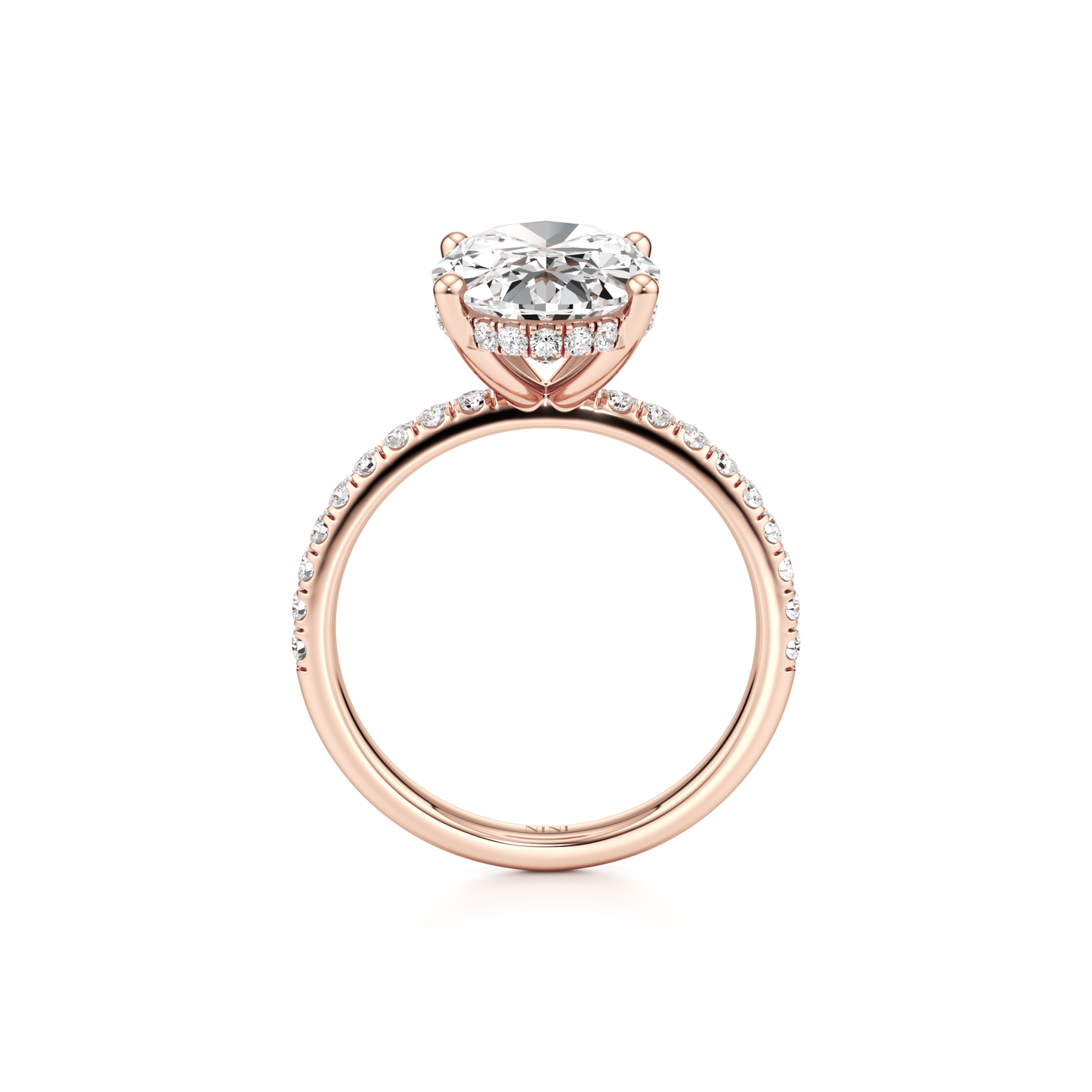 Pave Engagement Ring - 3.00 Ct Oval