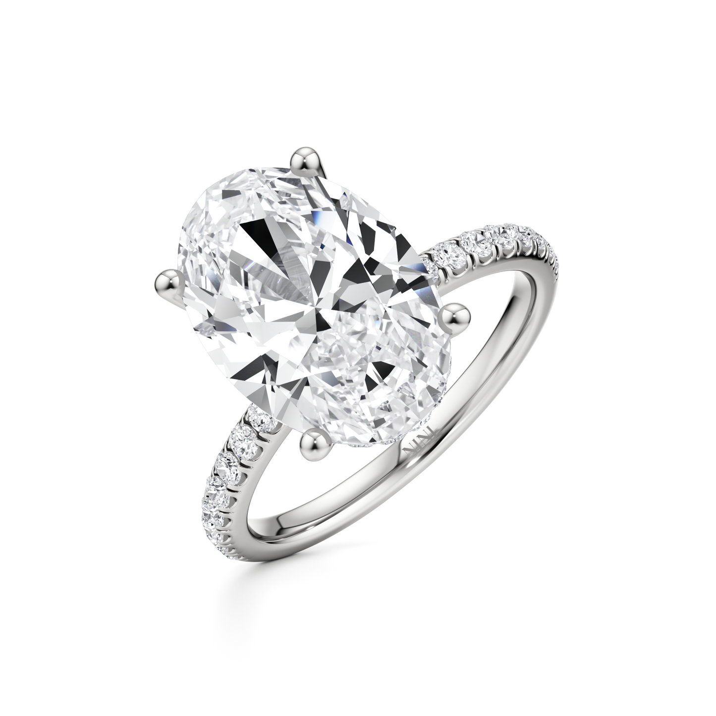 Pave Engagement Ring - 3.00 Ct Oval