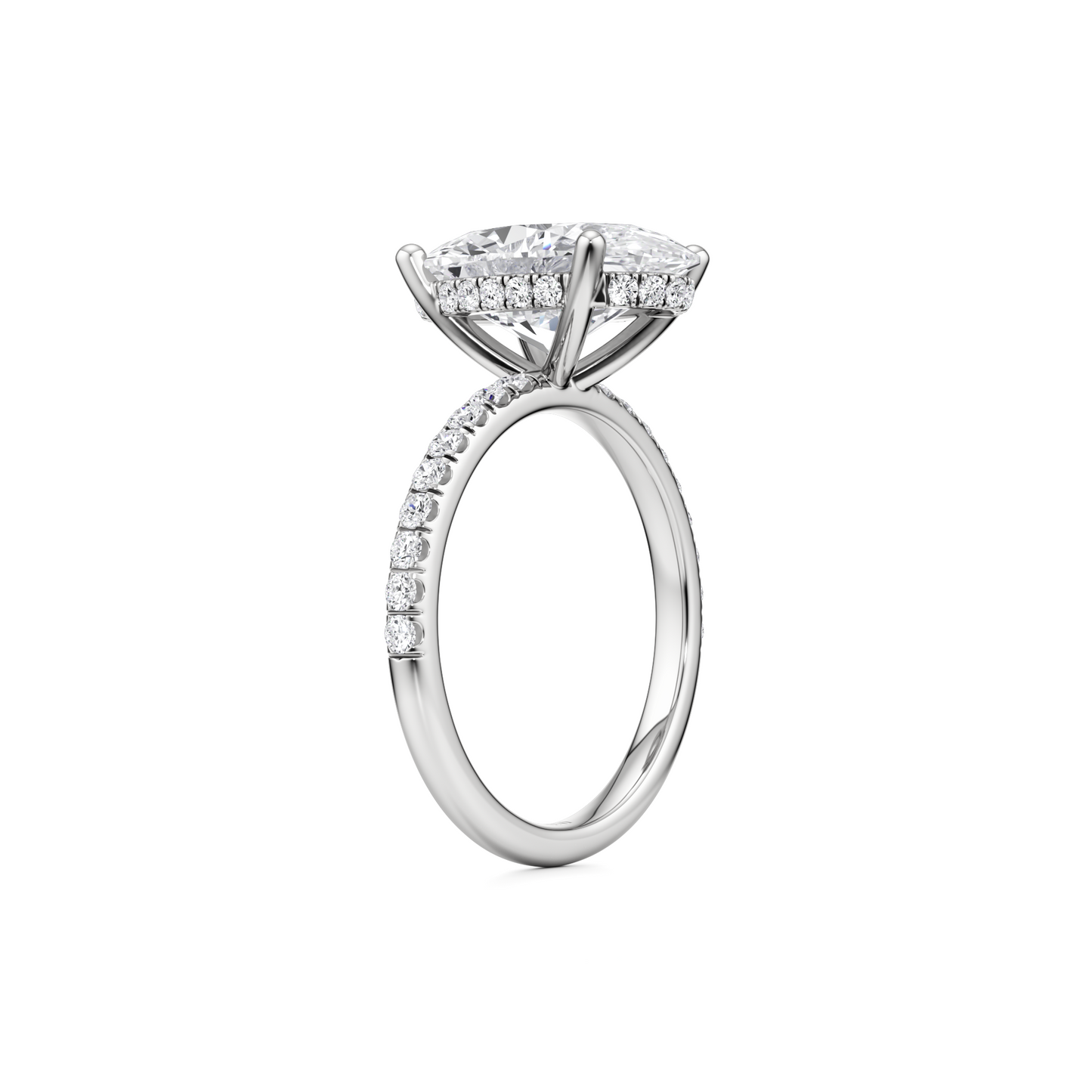 Pave Engagement Ring - 3.00 Ct Oval