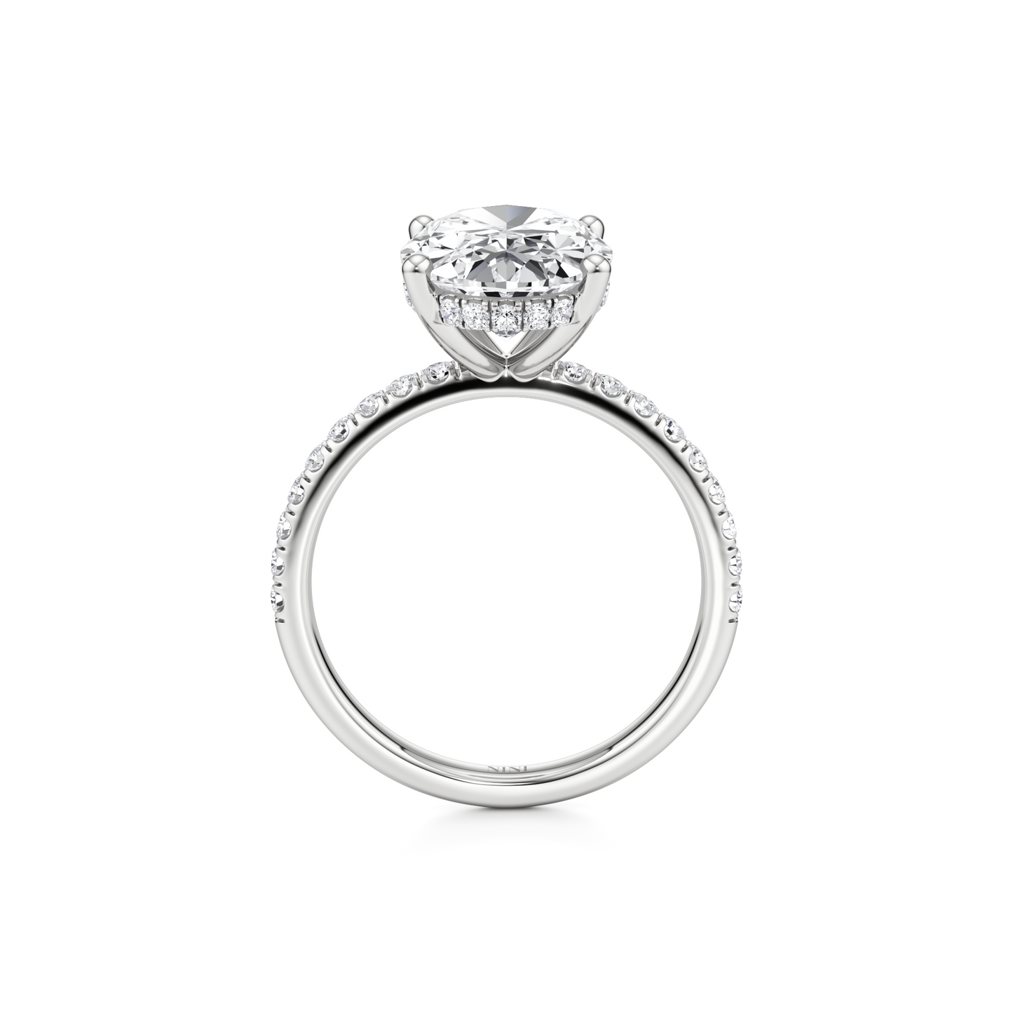 Pave Engagement Ring - 3.00 Ct Oval