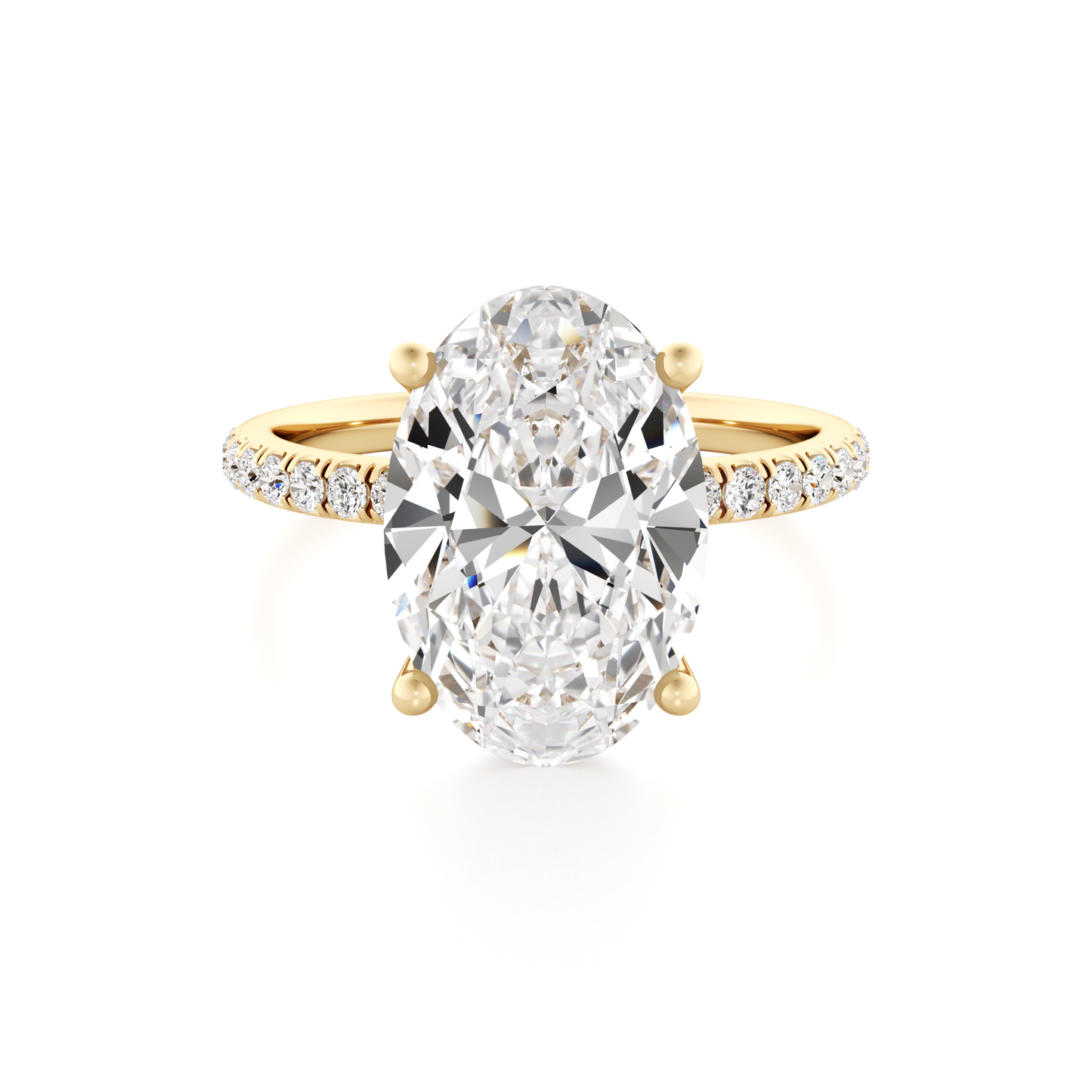 Pave Engagement Ring - 3.00 Ct Oval