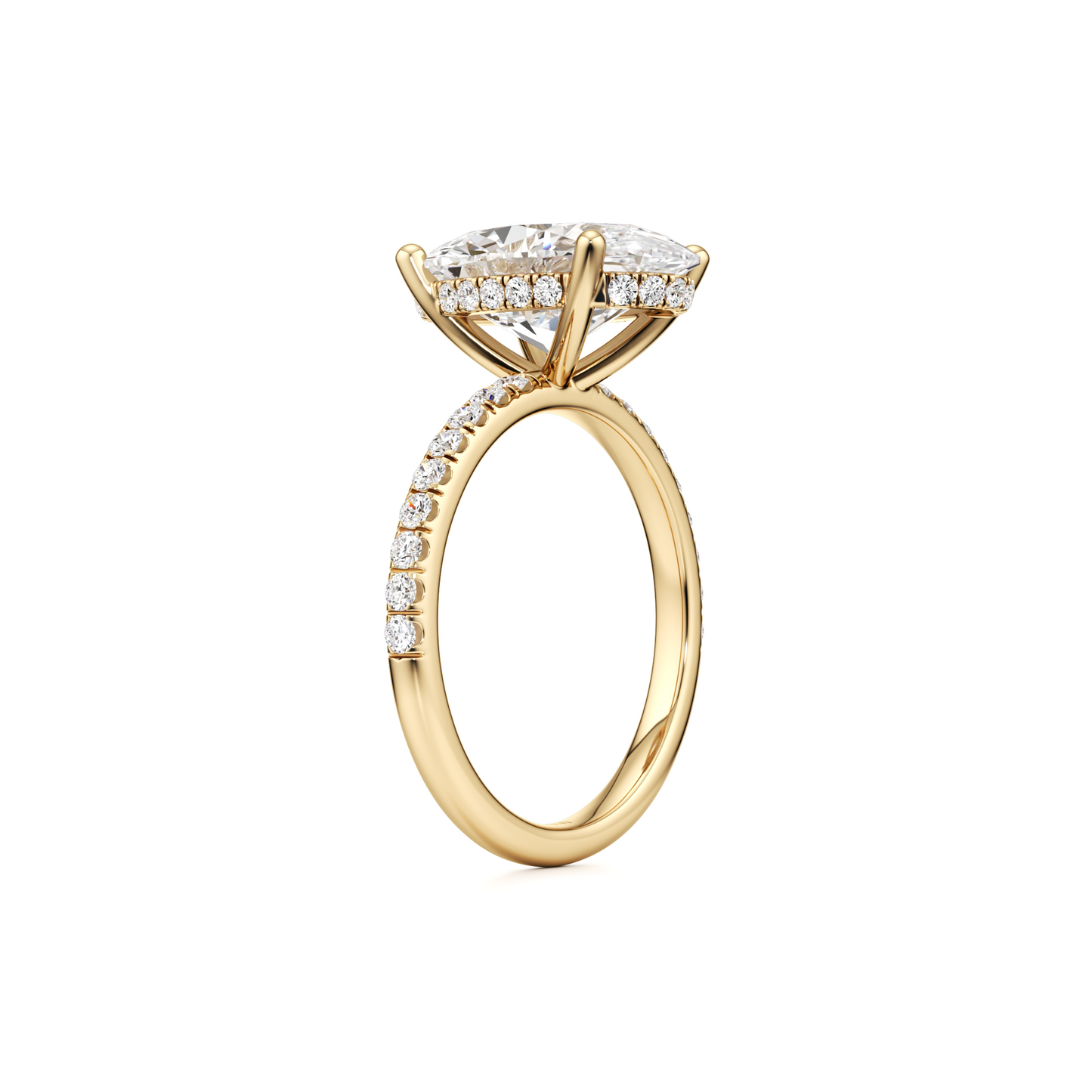 Pave Engagement Ring - 3.00 Ct Oval