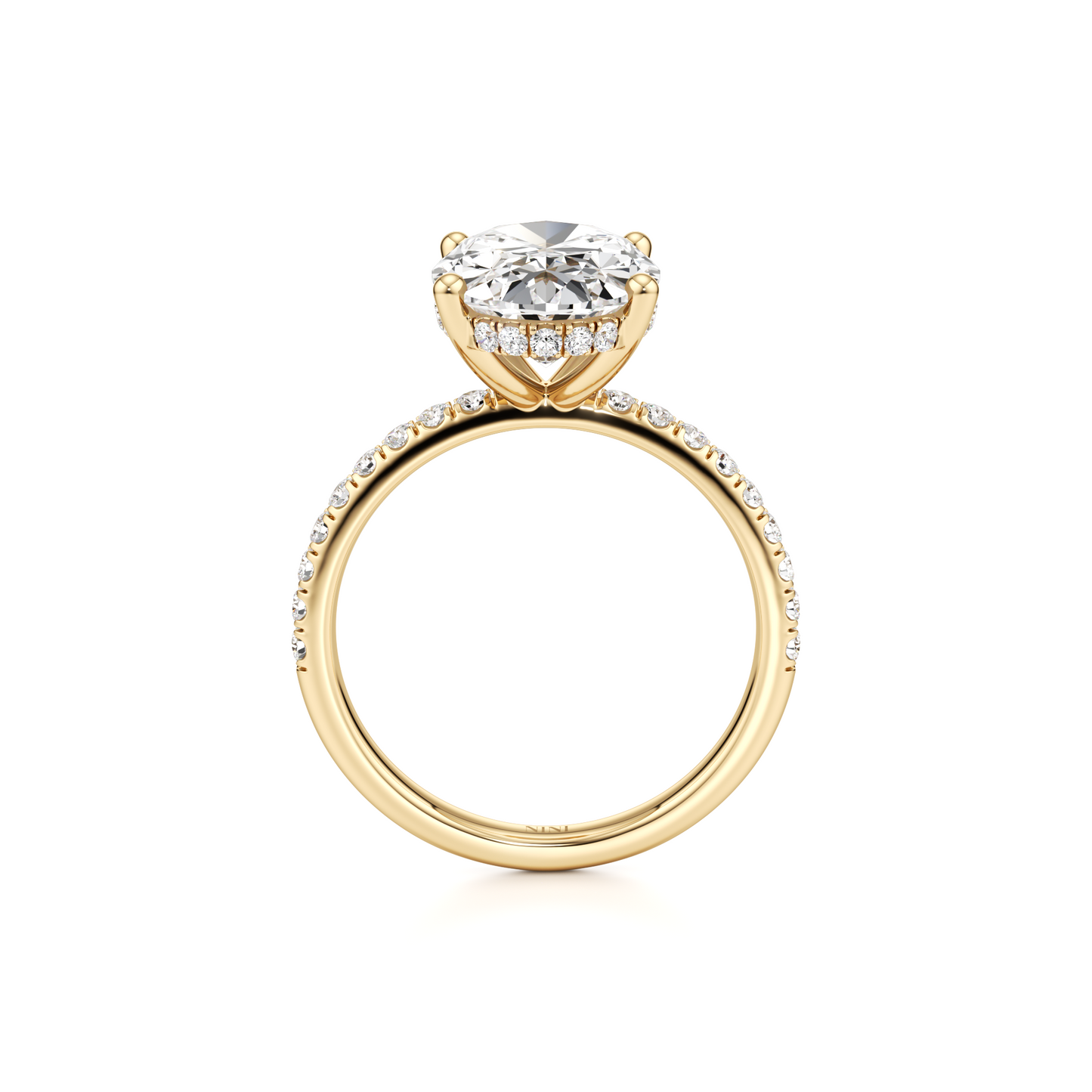 Pave Engagement Ring - 3.00 Ct Oval