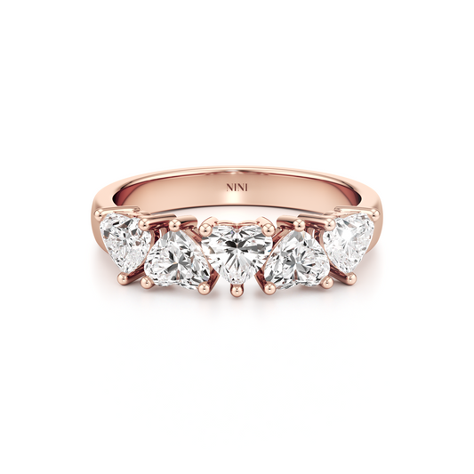 Five Heart Diamonds Ring