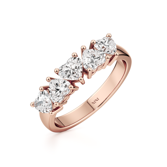 Five Heart Diamonds Ring