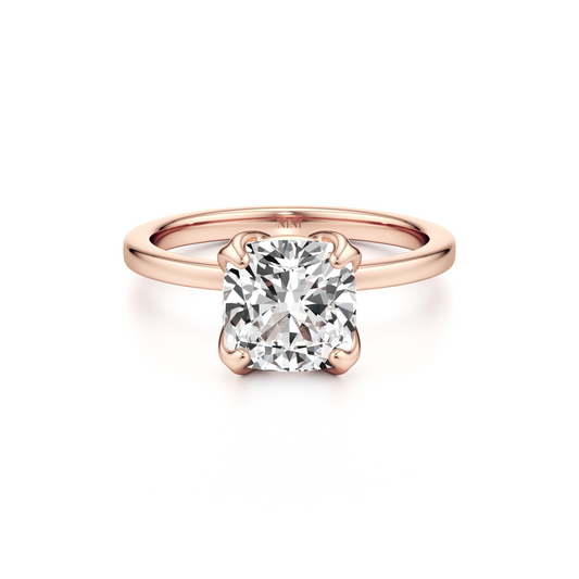Square Cushion Cut Diamond Engagement ring Hidden halo - 2.00 Ct