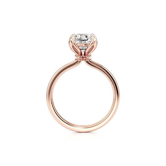 Square Cushion Cut Diamond Engagement ring Hidden halo - 2.00 Ct