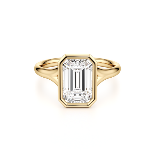 Bezel Emerald Cut Diamond Engagement ring - 2.50 Ct