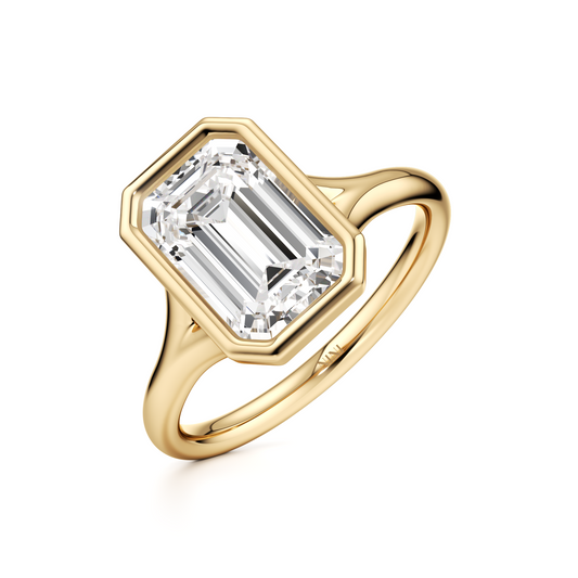 Bezel Emerald Cut Diamond Engagement ring - 2.50 Ct