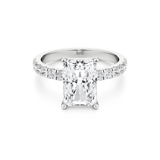 Pave Engagement Ring - 2.00 Ct Radiant