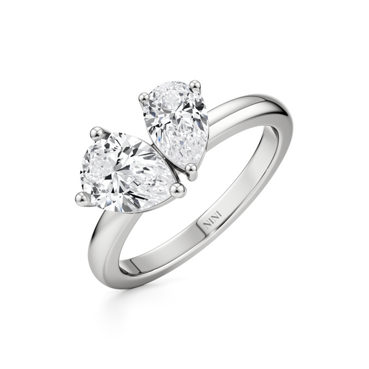 Heart Toi Et Moi Pear Shape Diamonds Ring
