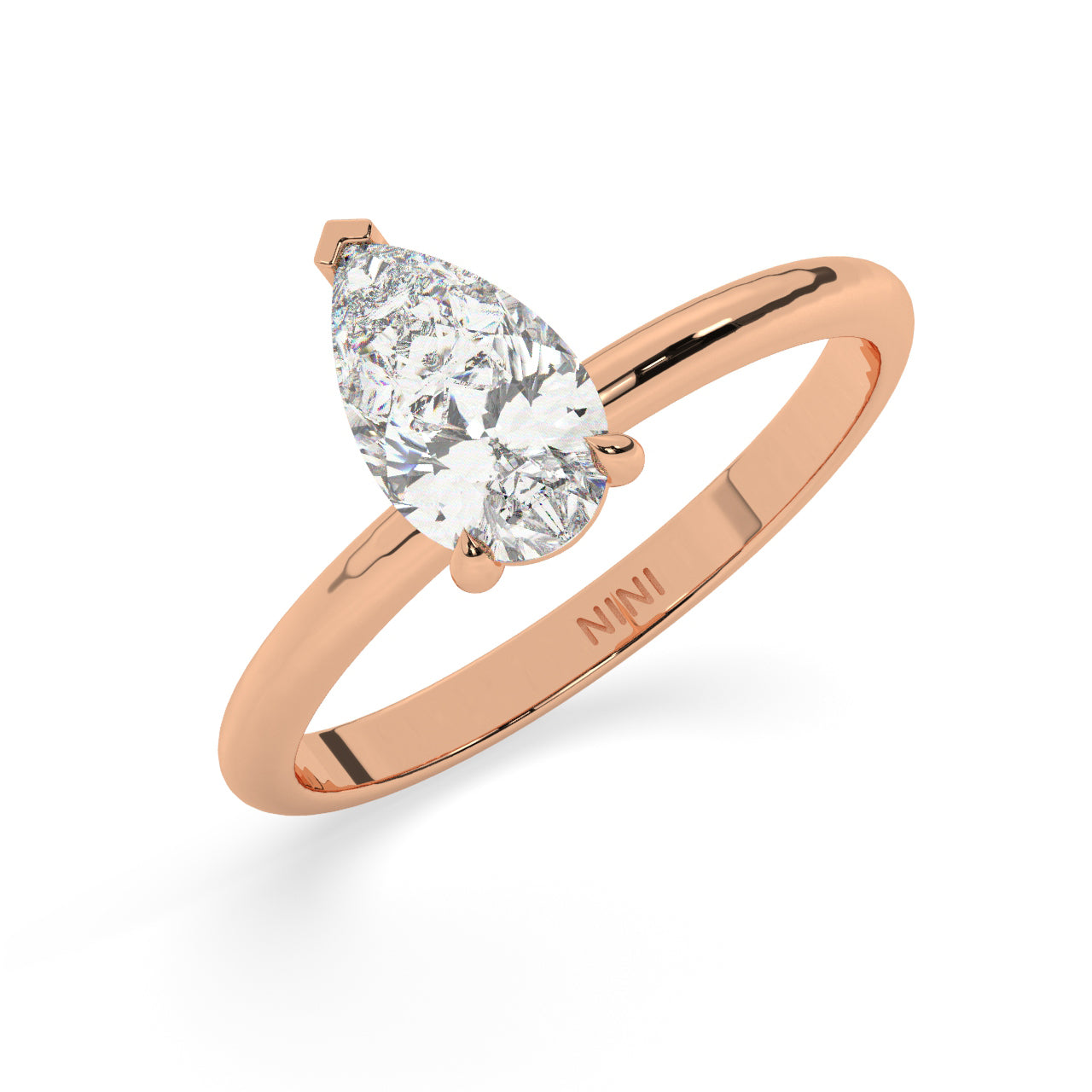 Solitaire Pear Shape Diamond Engagement ring - 1.00 Ct