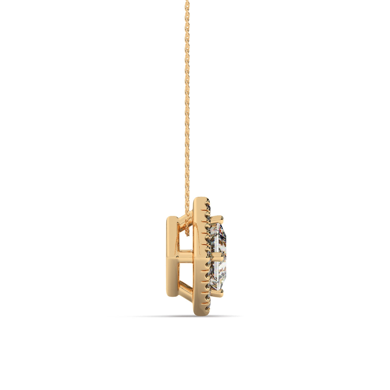 princess cut diamond necklace pedant yellow\gold