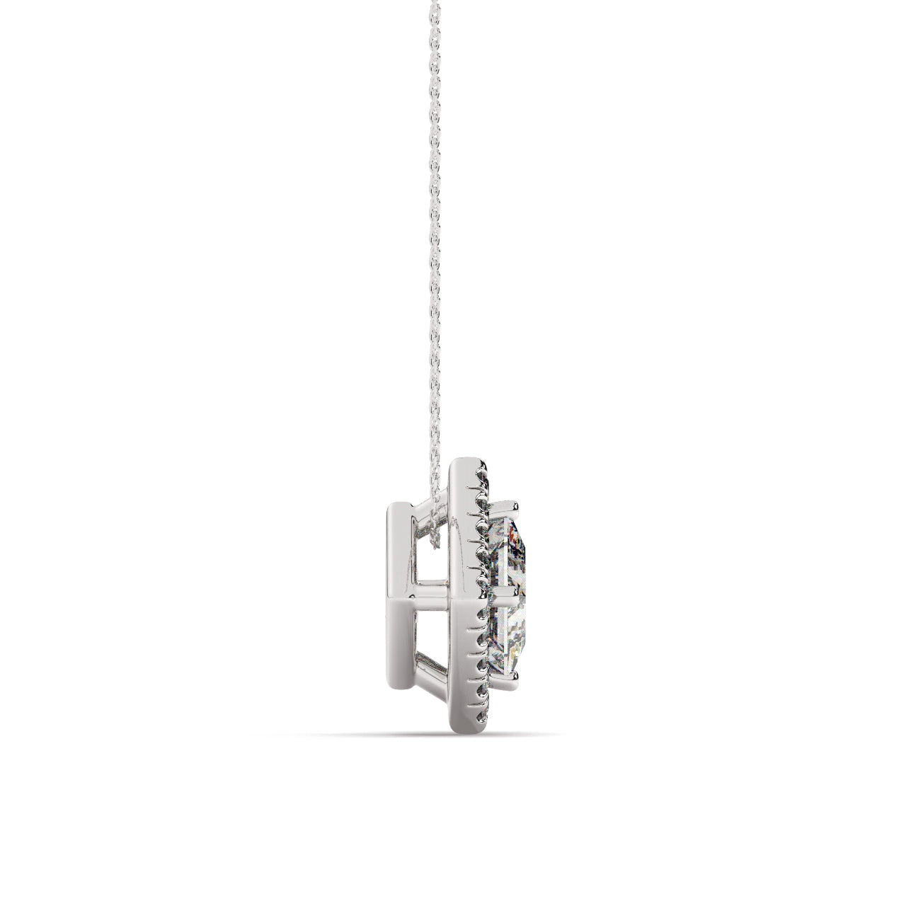 princess cut diamond necklace pedant white gold