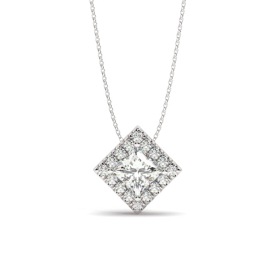 princess cut diamond necklace pedant white gold