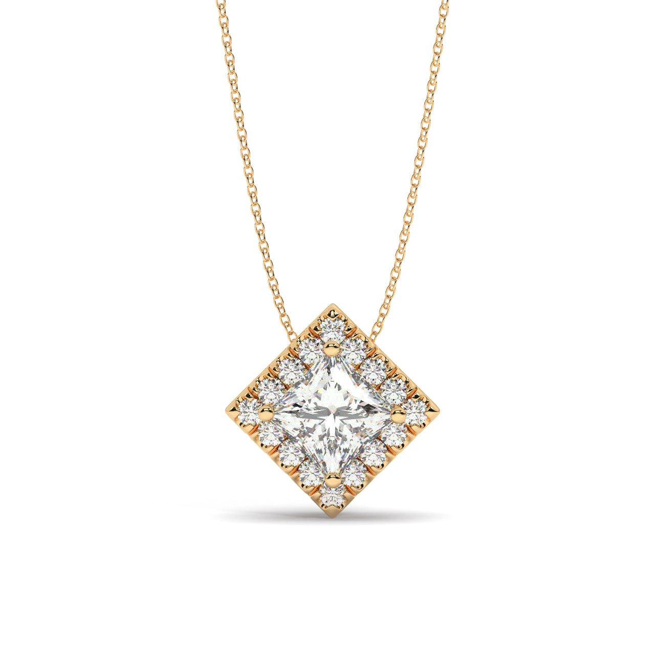princess cut diamond necklace pedant rose \gold