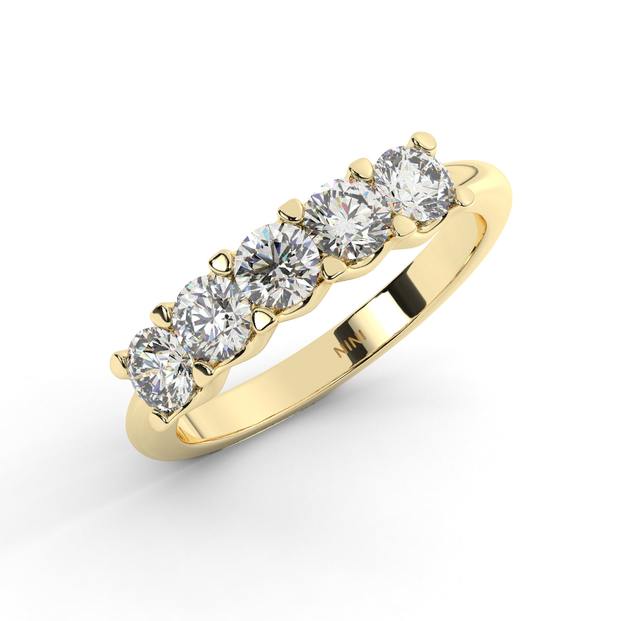Five Diamonds Ring - 1.00 Ct