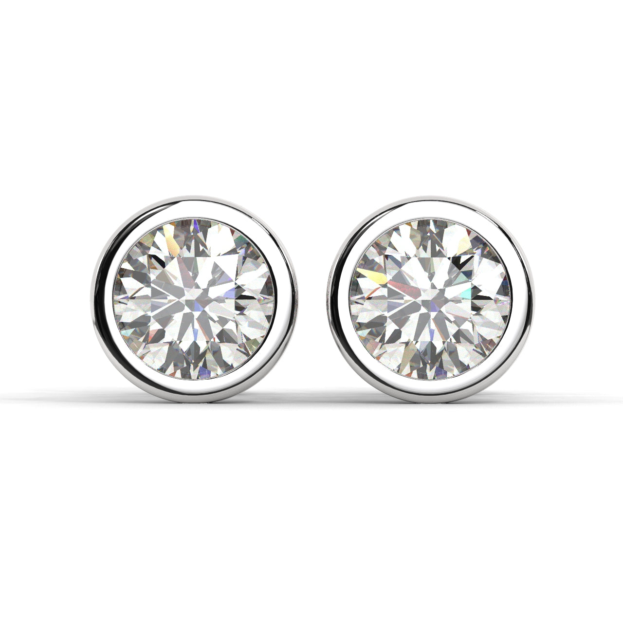 Natural Diamonds Bezel Stud Earrings