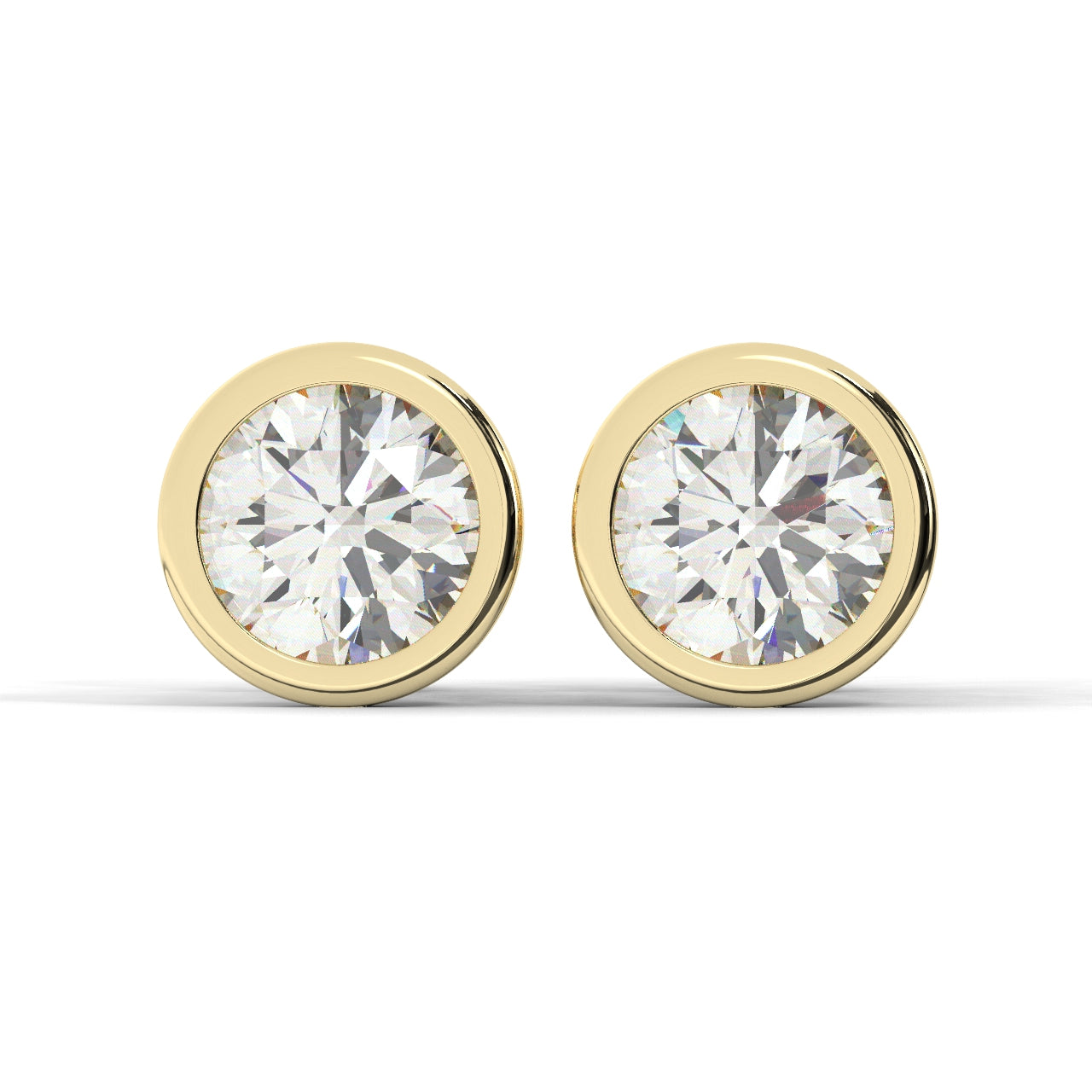 Natural Diamonds Bezel Stud Earrings