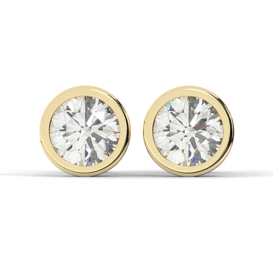 Natural Diamonds Bezel Stud Earrings