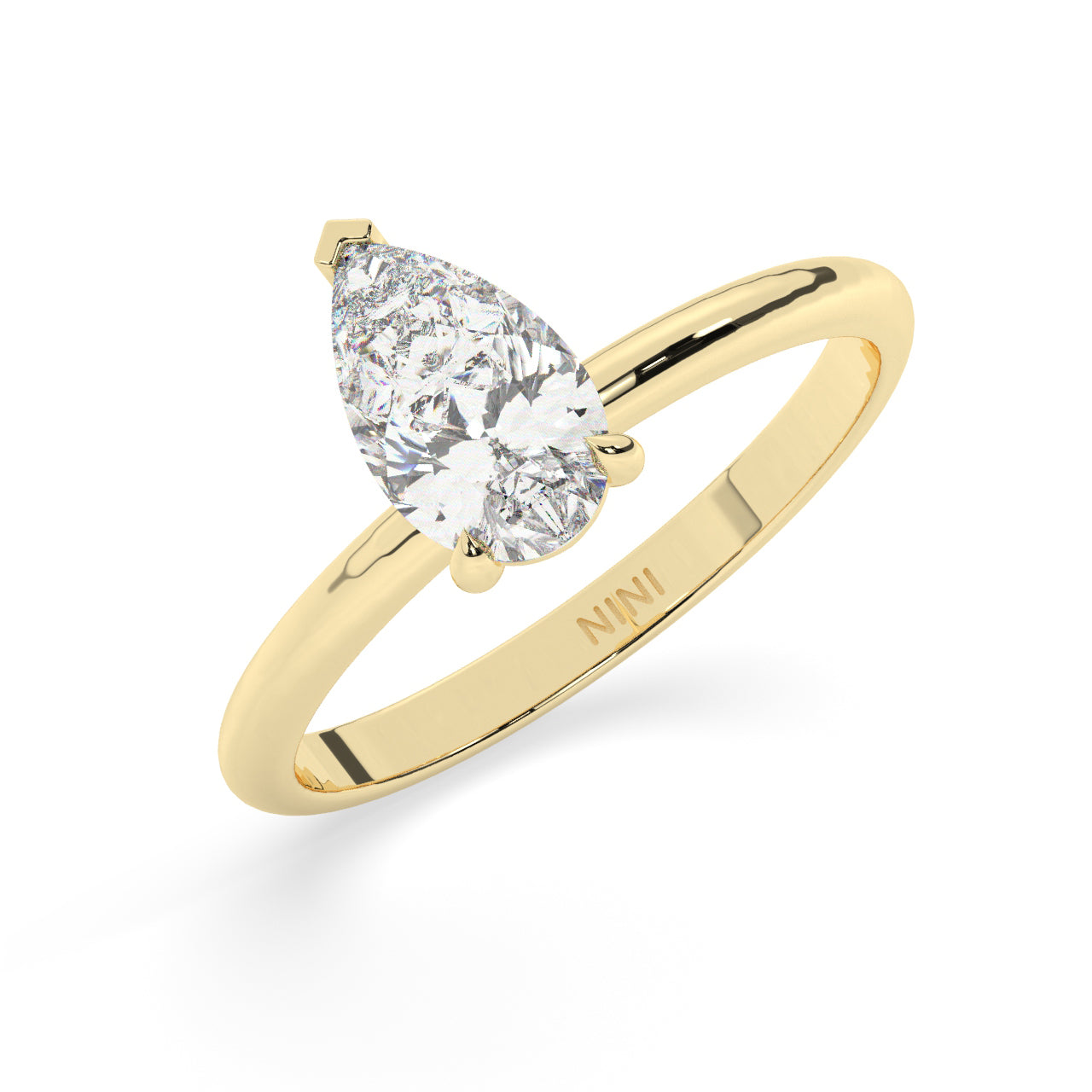 Solitaire Pear Shape Diamond Engagement ring - 1.00 Ct