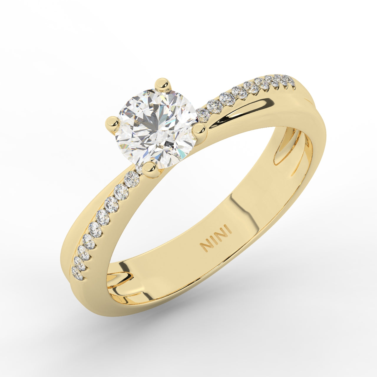Asymmetric Engagement Ring - 0.50 Ct