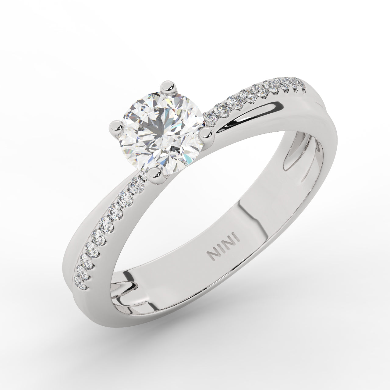 Asymmetric Engagement Ring - 0.50 Ct
