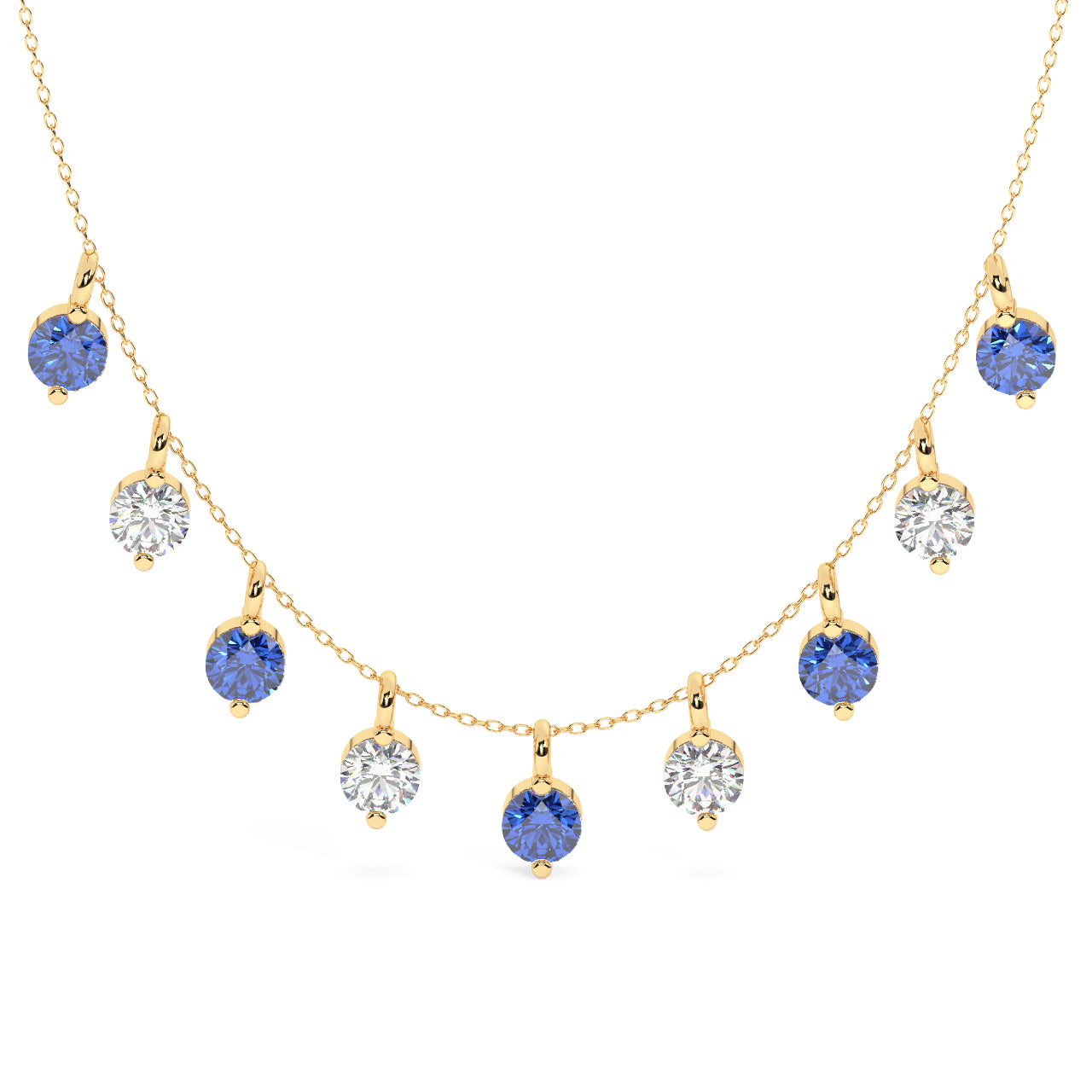 Diamonds & Sapphires Drops Necklace