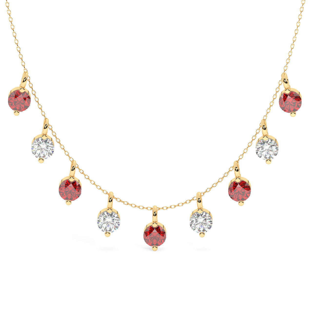 Diamonds & Rubies Drops Necklace