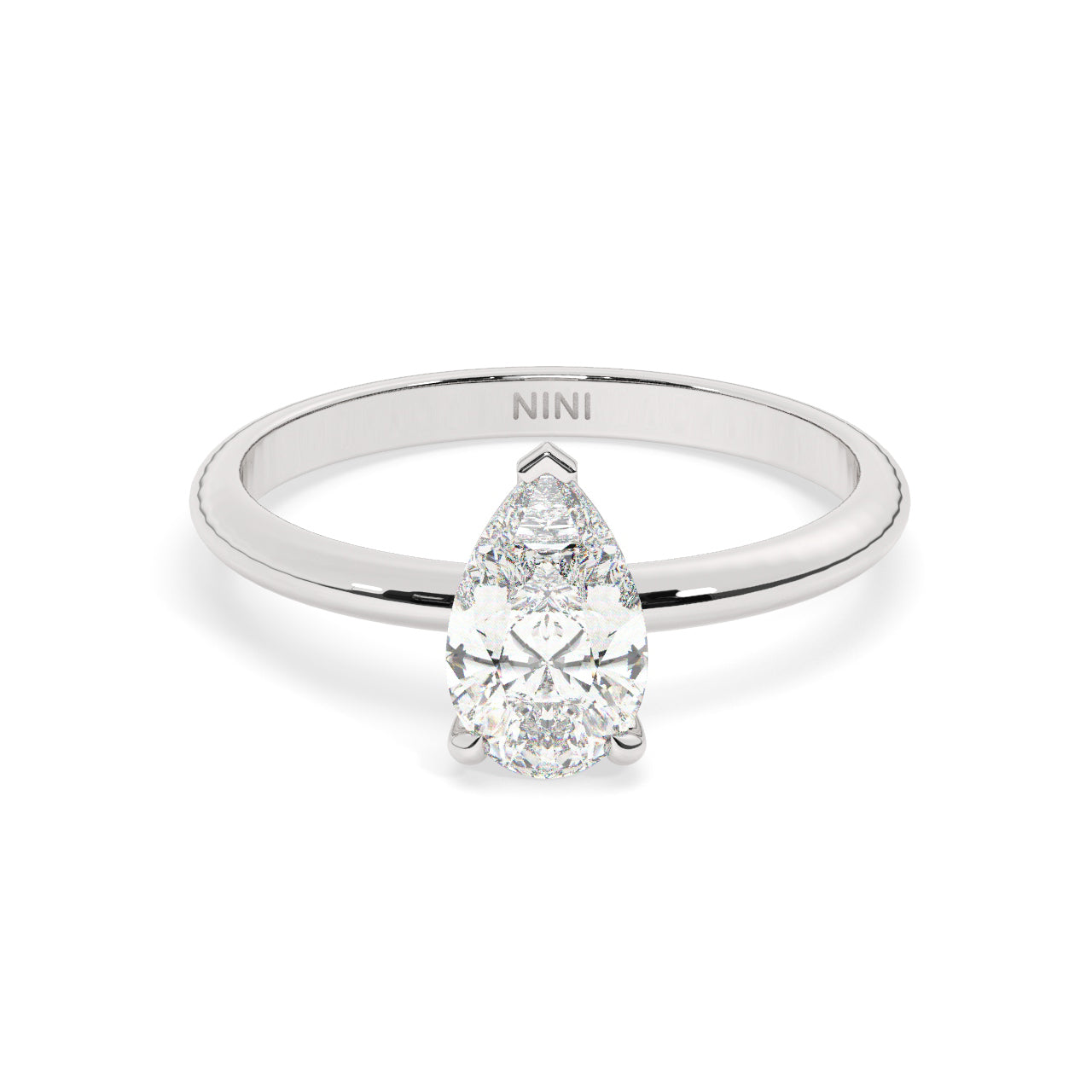 Solitaire Pear Shape Diamond Engagement ring - 1.00 Ct