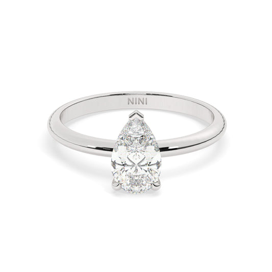 Solitaire Pear Shape Diamond Engagement ring - 1.00 Ct