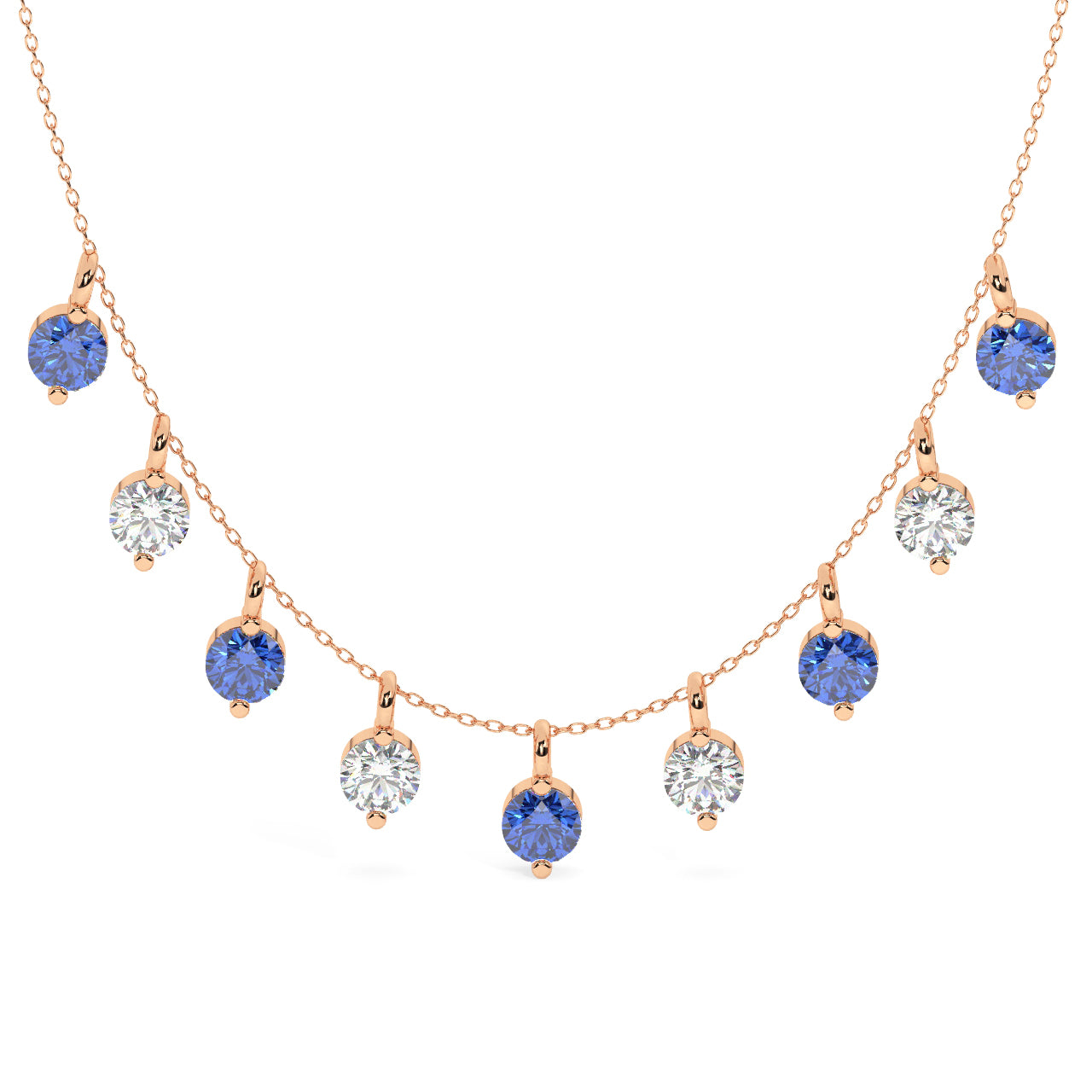 Diamonds & Sapphires Drops Necklace