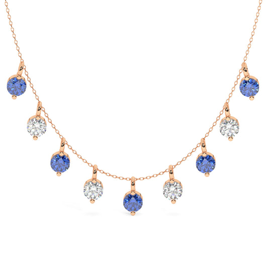 Diamonds & Sapphires Drops Necklace