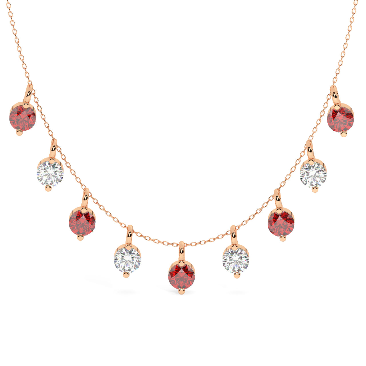 Diamonds & Rubies Drops Necklace