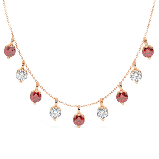 Diamonds & Rubies Drops Necklace