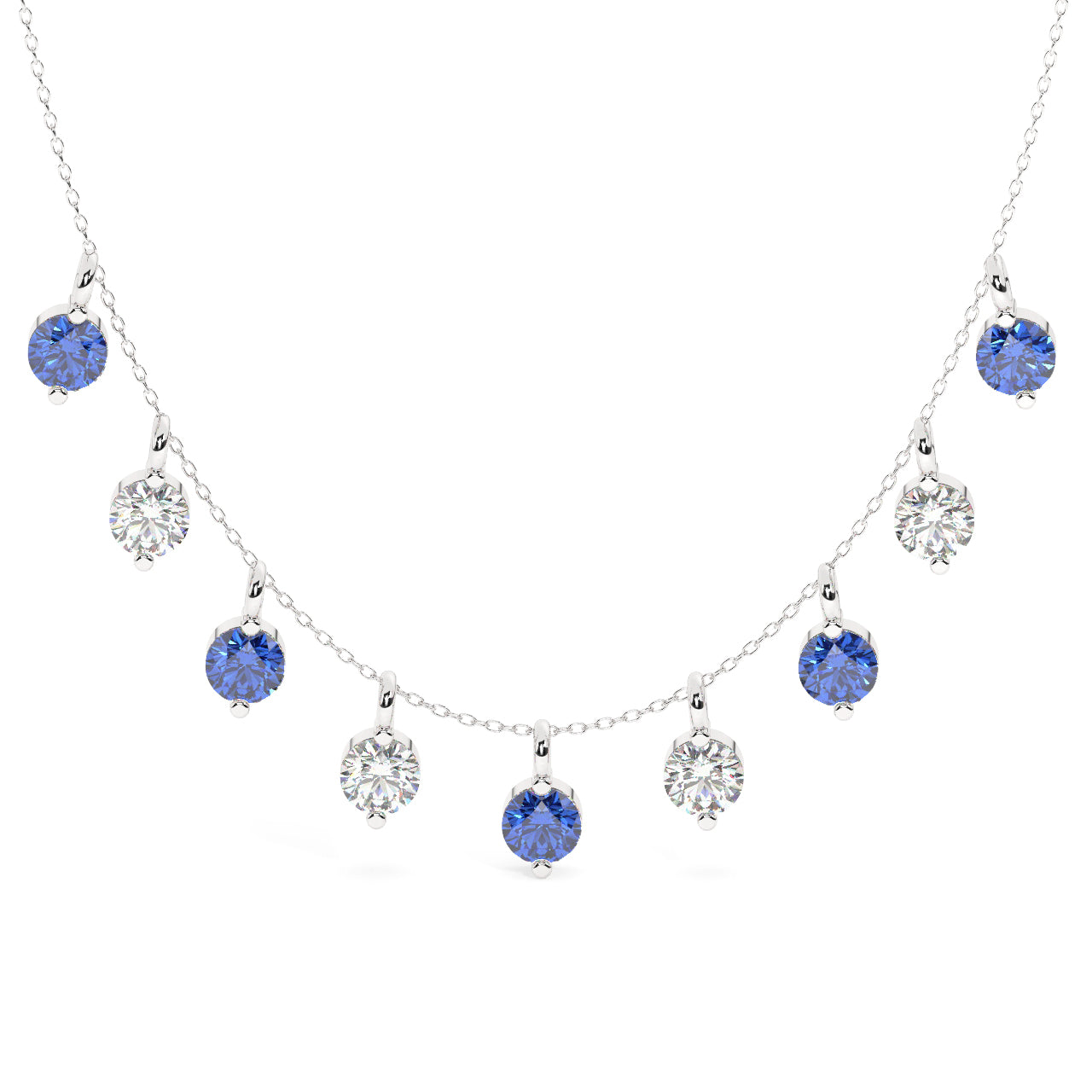 Diamonds & Sapphires Drops Necklace