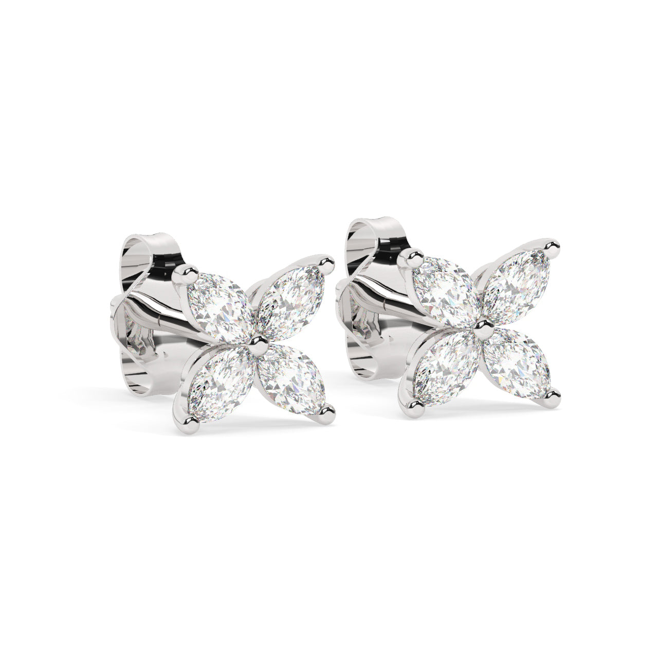 Flower Marquise Diamond Earrings