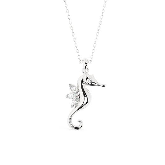 sea horse diamonds necklace סוסון ים סוס ים שרשרת זהב ויהלומים