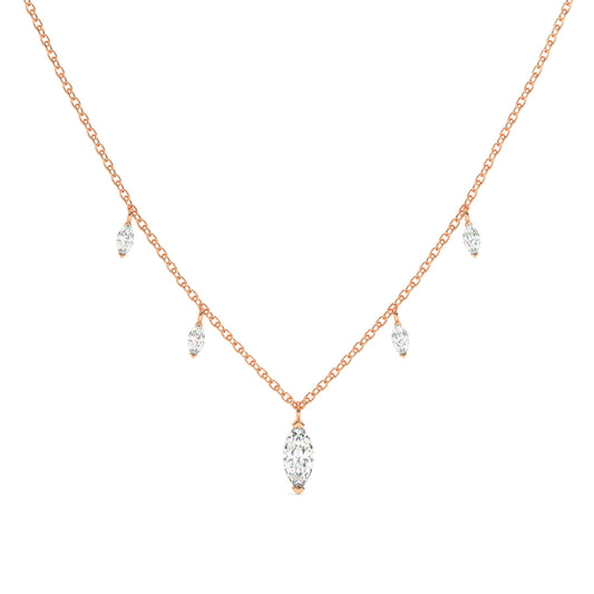 5 Marquise Diamond Drops Necklace