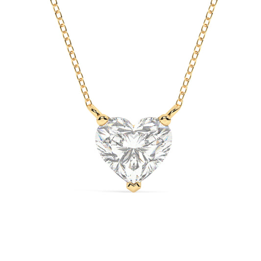 Solitaire Heart Shape Diamond Necklace - Lab Grown