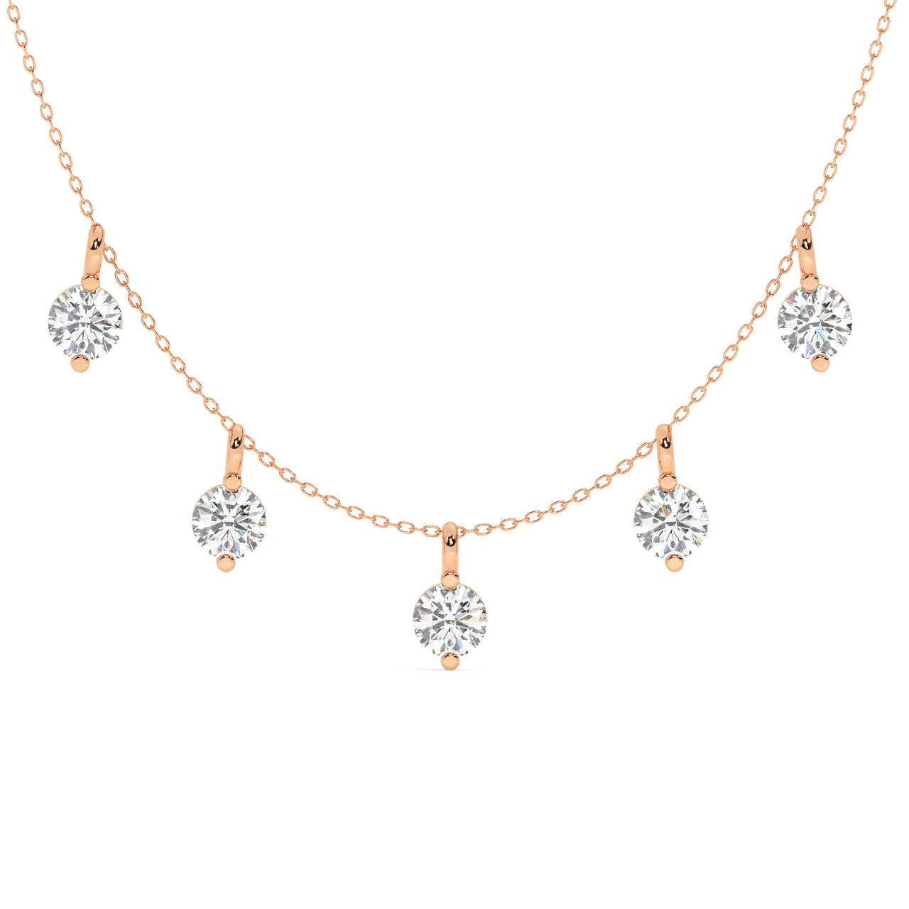 5 Diamond Drops Necklace