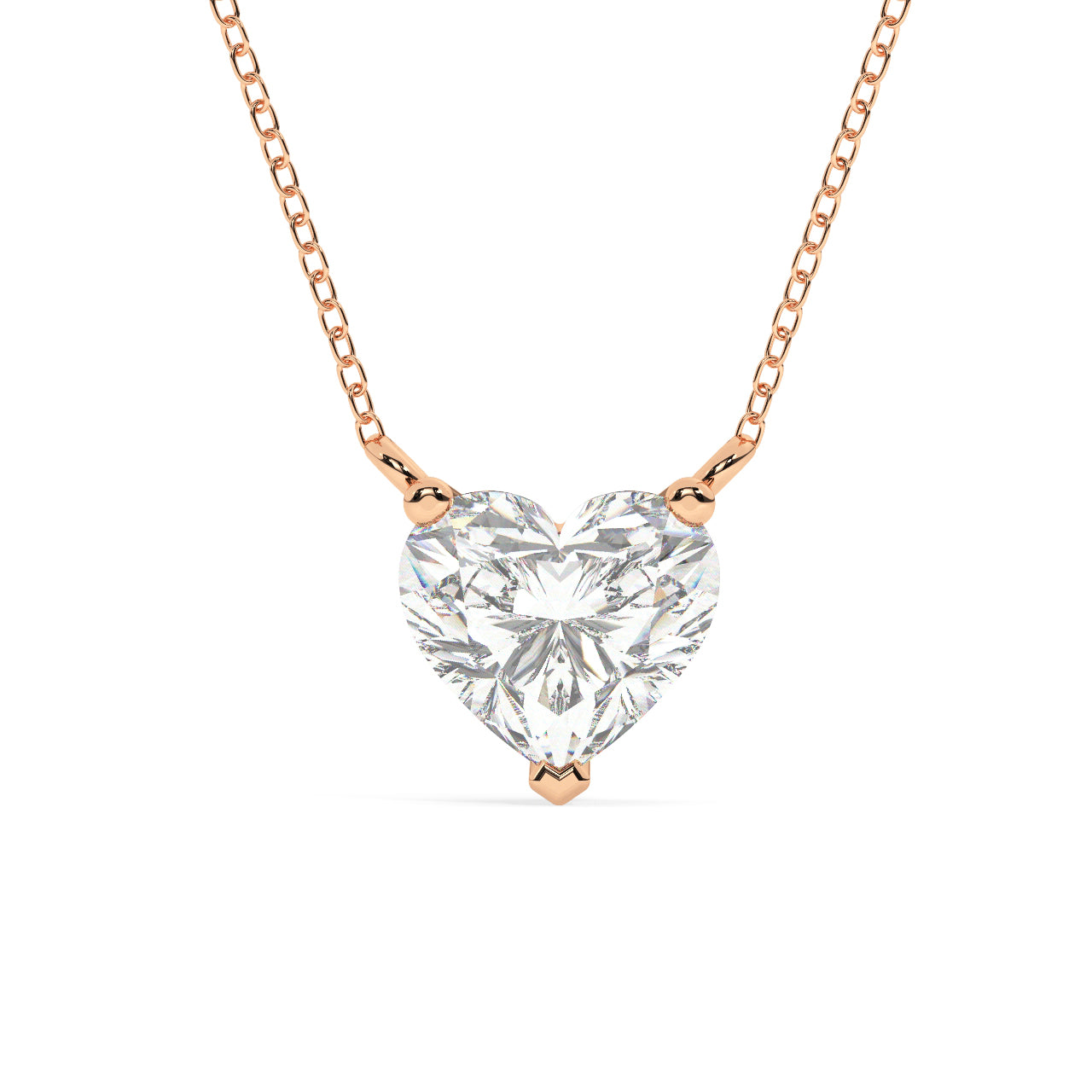 Solitaire Heart Shape Diamond Necklace - Lab Grown
