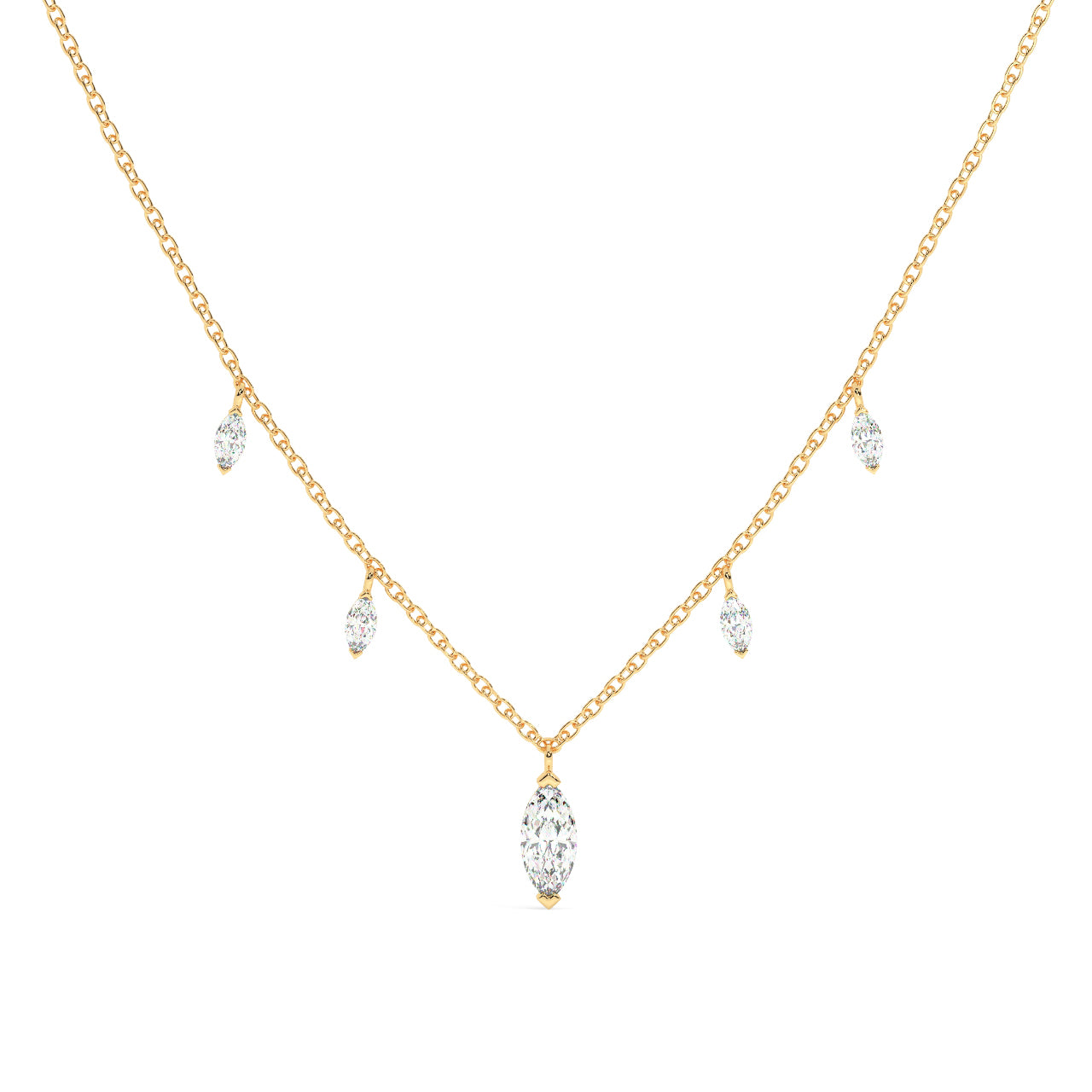 5 Marquise Diamond Drops Necklace