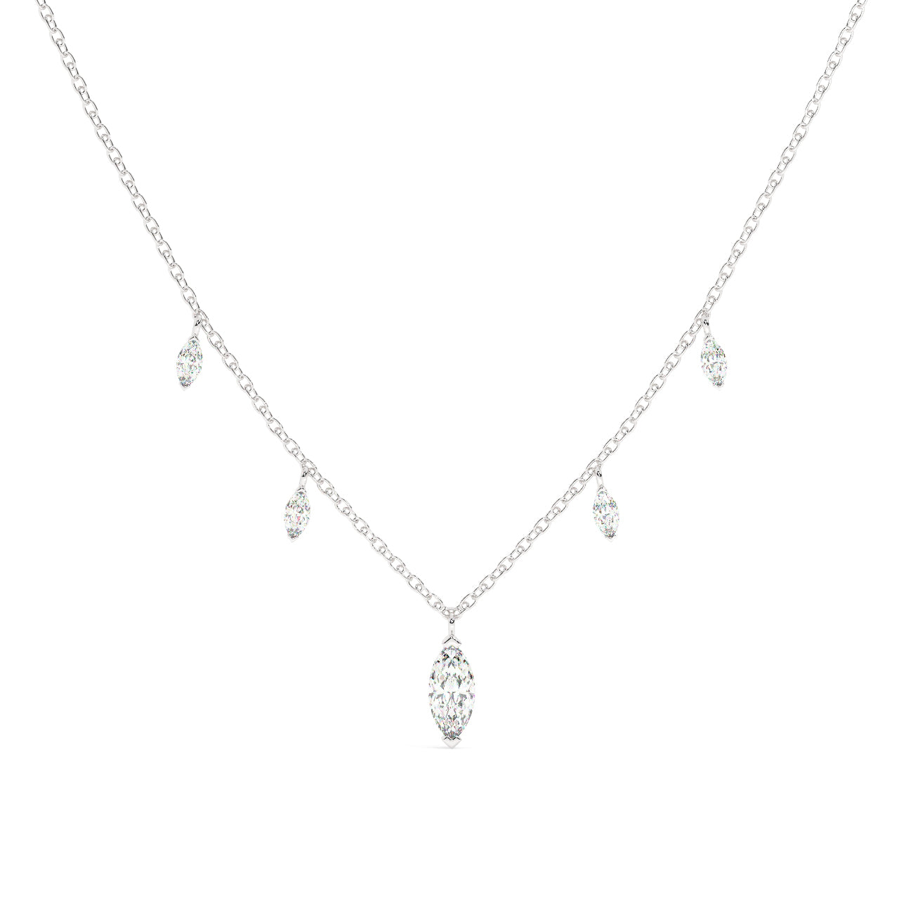 5 Marquise Diamond Drops Necklace